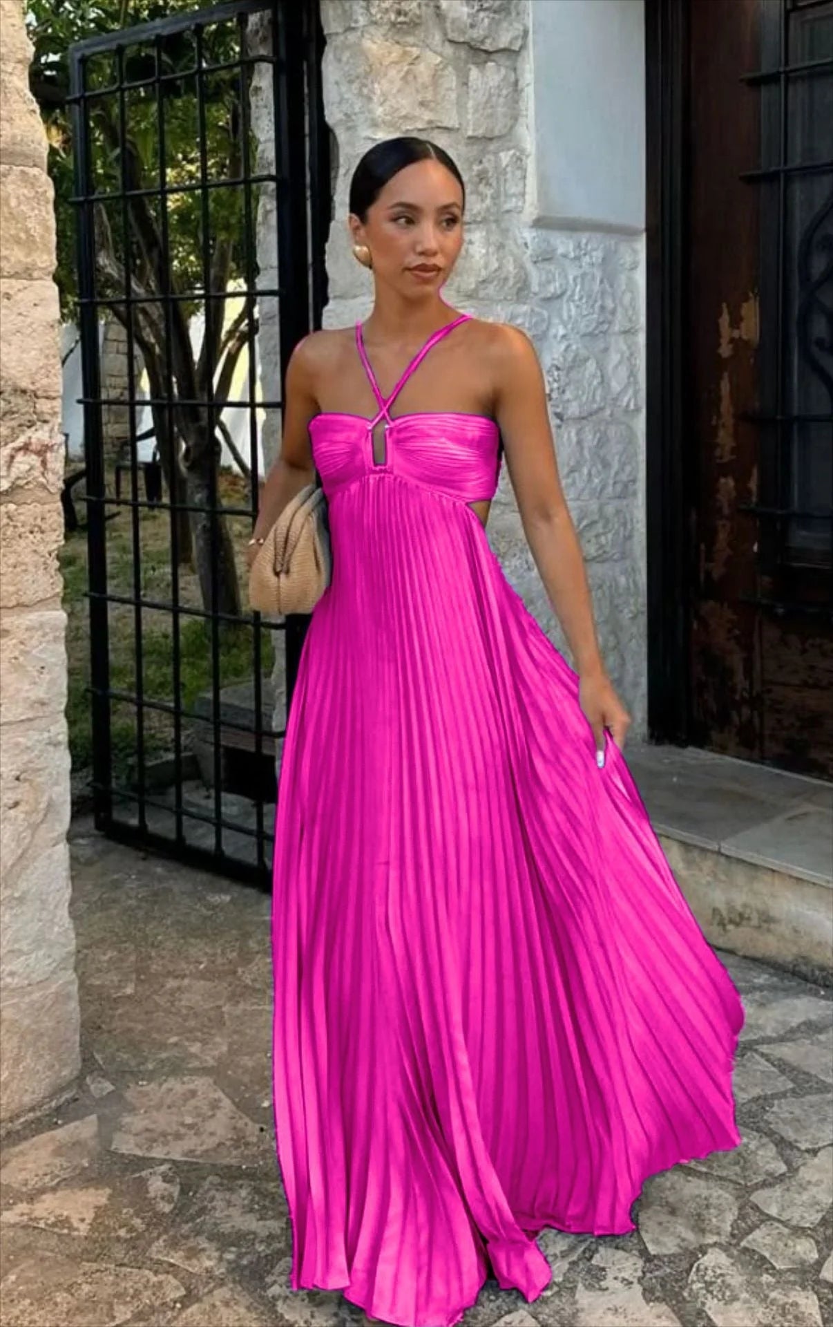 Halter Hollow Out Maxi Dress - HalleBeauty